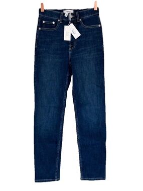 New SPANX Jeans Size 6 Womens Sculpt Lycra Ankle Slim Stretch Bennett Wash Denim